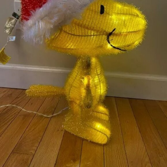 Peanuts 18" Pre Lit Woodstock with Santa Hat Outdoor Holiday Yard Art - Picture 6 of 6